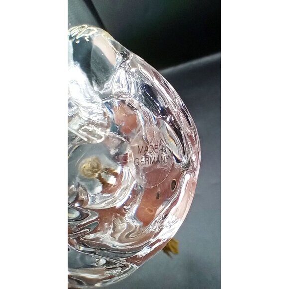 Clear Lead Crystal Glass Bear Gold Heart Tassel Vintage Germany 2.5 Inch Figure - Picture 13 of 14